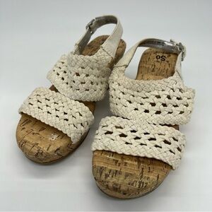 Sonoma Goods For Life Adriene Cream Color Lil Girls Wedge Heel Sandals Shoes 1